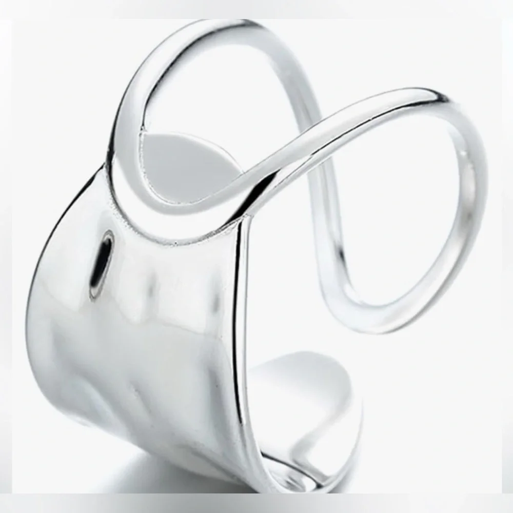 NEW Large 925 Sterling Silver Band‎ Ring, Adjustable